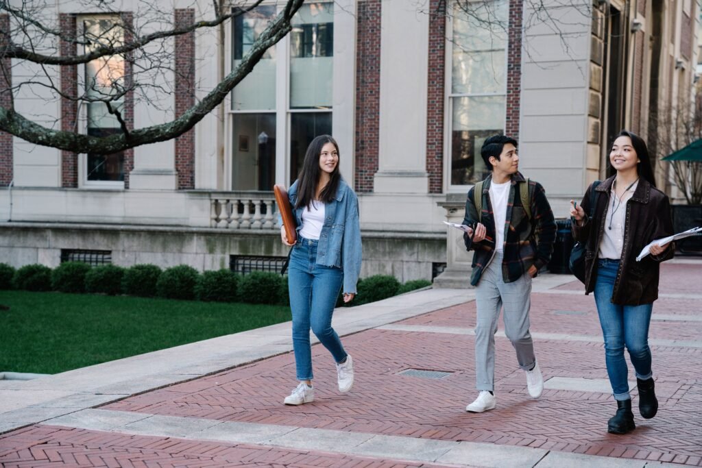 International students walking on a university campus for study abroad in 2027