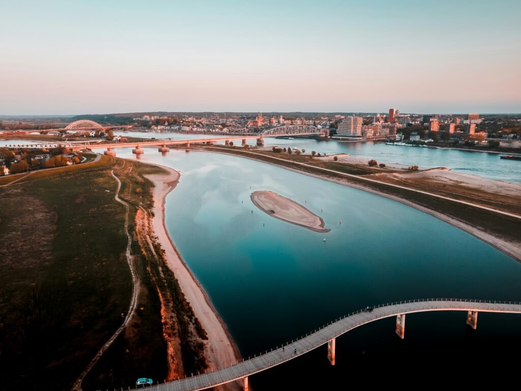 Aerial view of Nijmegen in the Netherlands, home to Radboud University